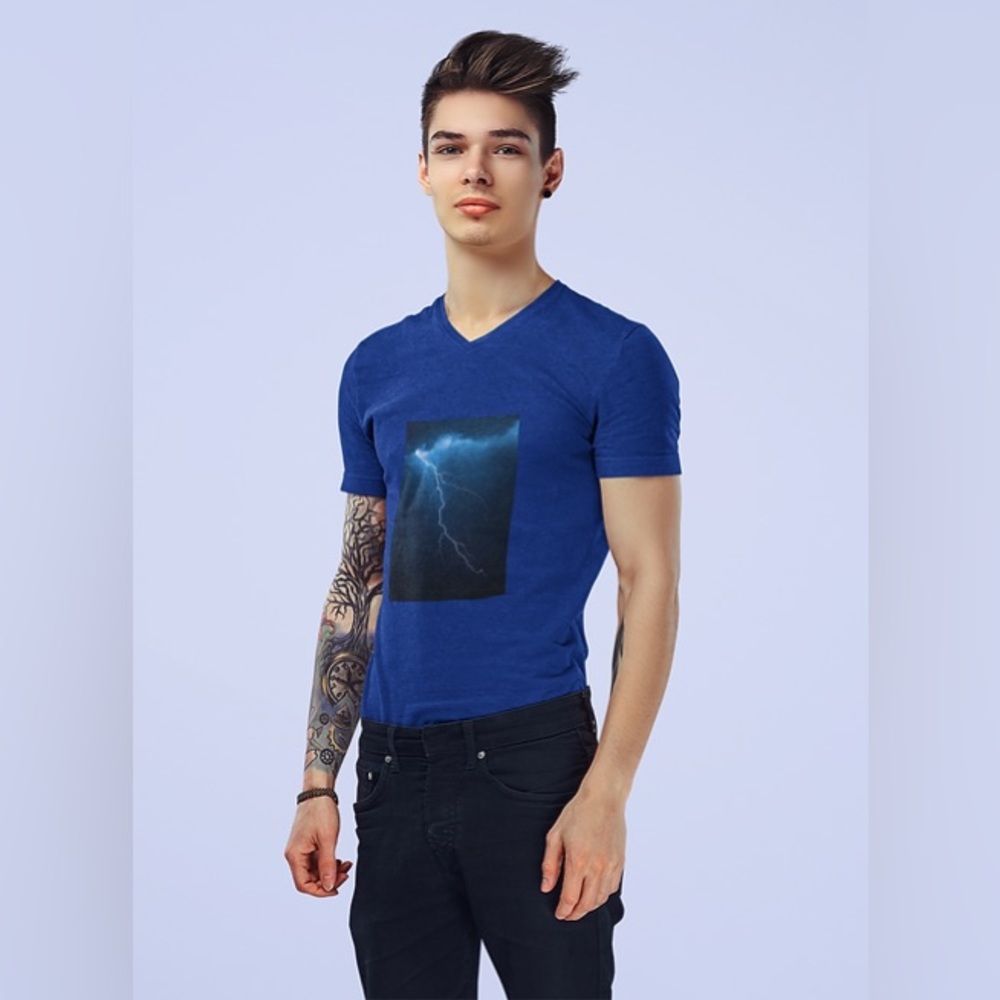 🌸 Blue Thunder V Neck Short Sleeve T- Shirt